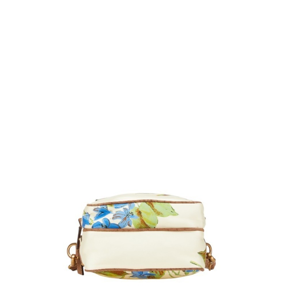 Prada Triangular Logo Plate Botanical Handbag Whi… - image 3